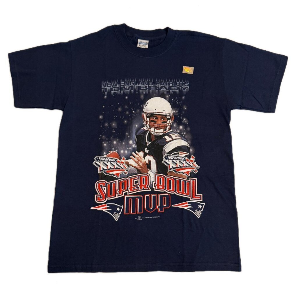 INCREDIBLE! NWOT Vintage 2002 Tom Brady Super Bowl XXXVI 36 MVP T-Shirt Medium